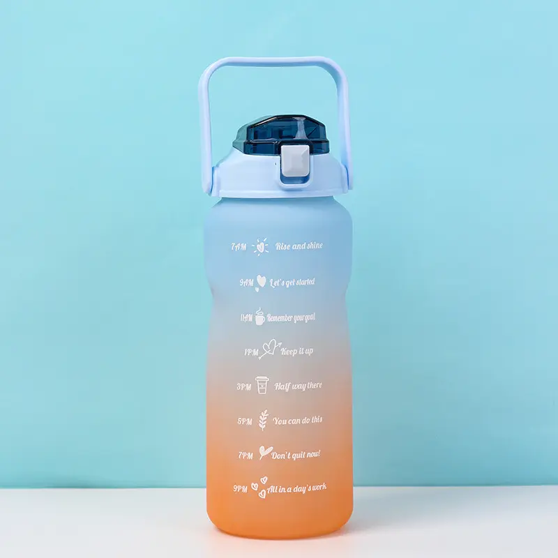 Sports Drinking Bottle 2 Liter Tritan Bike Gym Camping Outdoor Motivational Water Bottle With Time Marker