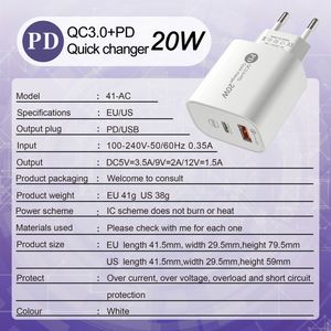 HOT Dual Usb Port for Phone 13 14 15 16 <b>Adapter</b> PD 20W USB <b>C</b> QC 3.0 Fast Charger US <b>Plug</b> Wall Charger A+<b>C</b> for Android Phones - Product Image 6