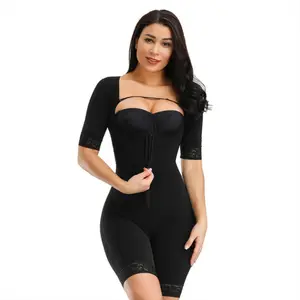 Zayıflama kılıf göbek kadınlar kısa kollu tam vücut şekillendirici Underbust Bodysuit Shapewear bel eğitmen karın kontrol uyluk giyotin