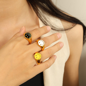 Smiley Face Gold Plated Open <b>Ring</b> Unisex Fashion Jewelry Gift - Product Image 3