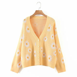 Cárdigan con estampado Floral para <span class=keywords><strong>Mujer</strong></span>, suéter <span class=keywords><strong>de</strong></span> <span class=keywords><strong>punto</strong></span>, <span class=keywords><strong>jersey</strong></span> <span class=keywords><strong>de</strong></span> manga larga con cuello <span class=keywords><strong>de</strong></span> pico, cárdigan holgado <span class=keywords><strong>de</strong></span> gran tamaño para <span class=keywords><strong>Mujer</strong></span>, abrigo informal, <span class=keywords><strong>Jersey</strong></span> para <span class=keywords><strong>Mujer</strong></span> - Product Image 4