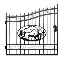 Clôture en fer forgé pour entrée de villa, panneaux décoratifs en fer, revêtement en poudre personnalisé avec portail