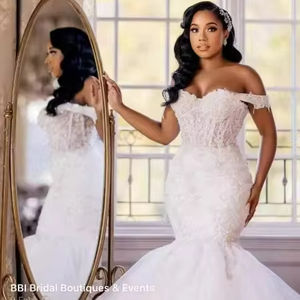 Robes de mariée S0347G 2026, livraison directe, élégante, en dentelle, avec une grande traîne, style bohème, taille cintrée, chapelle, vente chaude - Product Image 2