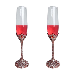 シャンパングラスラインストーン象眼細工のクリスタルケーキナイフとスパチュラサーバーセットのための豪華な結婚式花嫁の新郎トースト用 - Product Image 5