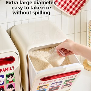 Conteneur de stockage de riz en plastique de grand diamètre, anti-insectes, anti-humidité, design scellé, stockage moderne et minimaliste - Product Image 3