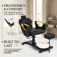 Fauteuil de Barbier Hydraulique Professionnel avec Bassin de Pédicure et Bain de Pieds – Mobilier de Salon de Luxe pour Barbier (Silla De Barbero)