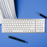 Kit Clavier et Souris Ergonomique Portable Ultra Fin Sans Fil 2,4 GHz avec Rétroéclairage LED 78 Touches 1200 DPI Rechargeable pour Bureau et Domicile