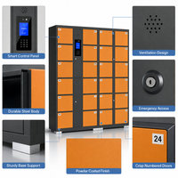 Armoire de rangement intelligente à 24 compartiments, ventilation, double verrouillage, corps en acier durable, pour stockage commercial et public en intérieur