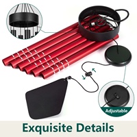 Campanas de Viento Japonesas Modernas de Aluminio de 36 Pulgadas, Color Rojo/Azul/Negro, Decoración con Líneas Cortadas con Láser, para Interiores/Exteriores, Resistentes al Agua