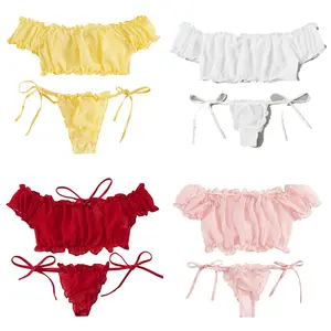 Hot style european and american pure color lovely underwear splits two sexy lingerie sets