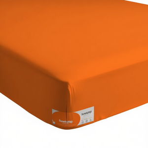 Drap-housse 100% coton orange italien simple 90x200cm - Product Image 3