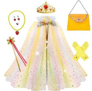 Ensemble de déguisement de princesse des neiges MS Ice Snow : cape, diadème, couronne, baguette magique, collier, boucles d'oreilles, bague, sac et gants pour fille - Product Image 2