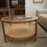 Table basse en bois de caoutchouc d'intérieur simple japonais pour salon, hôtel, appartement, villa ou école