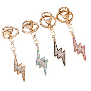 Trendy Stylish Alloy Coin Holder Keychain Lightning Bolt Design Rhinestones Fashion Cartoon <b>Bag</b> <b>Charm</b>-Eye-Catching Birthday Gift - Product Image 1