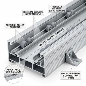 Profil de rail en aluminium pour système de rayonnage à rouleaux FIFO, convoyeur à gravité - Product Image 1