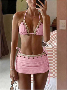 High Quality Women's Swimwear 2026 New <strong>Model</strong> Halter Neck Beach Sexy Swimsuit <strong>Bikini</strong> Three-Piece Set - Product Image 6