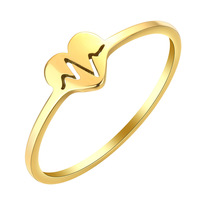 Bague Cœur Personnalisée en Acier Inoxydable 316L pour Femme, Tons Or et Argent, Motif Cœur EKG Découpé, Bague Minimaliste, Bijou Cadeau