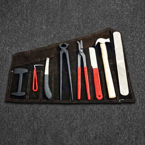 Juego de 8 Herramientas de Herrador: Cuchillo para Pezuñas, Alicates, Remachador, Escofina, Martillo, Raspador y Bolsa de Cuero - Product Image 1