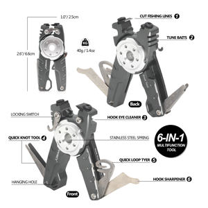 SAMSFX 6 en 1 cravate rapide rapide noueur d'ongles ligne coupe tondeuses pince crochet aiguiseur matériel de pêche pêche à la mouche noeud outil de liage - Product Image 2