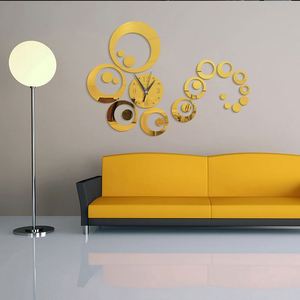 <b>Acrylic</b> 3D DIY Round Combination Wall Clock <b>Mirror</b> Mute Digital Clock Wall Sticker for Living Room Bedroom Decor - Product Image 2