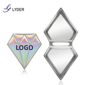 Lyder Diamante Forma 2X Ampliação Dobrável Dupla Face Presente Promocional Portátil Mini Saco Pequeno Bolso Compacto Maquiagem Espelho