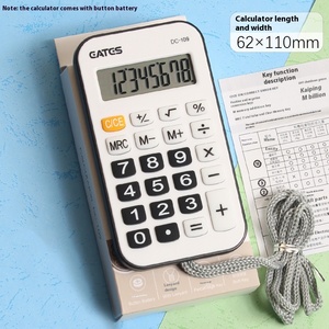 เครื่องคิดเลขดิจิตอลขนาดเล็กแบบพกพา8หลักคอมพิวเตอร์พลังงานแสงอาทิตย์พลาสติกสีลูกกวาดพร้อมเชือกสำหรับการสอบในโรงเรียนของนักเรียน - Product Image 6