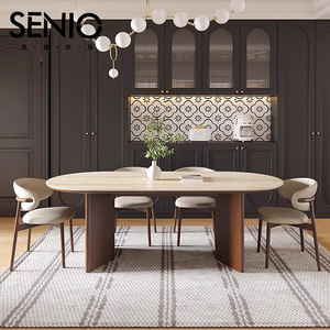 <span class=keywords><strong>Table</strong></span> à manger réglable en hauteur, style chinois, plateau en pierre, bois massif, rétro français, durable, pour la maison, le salon - Product Image 5