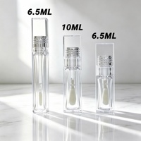 Tube de brillant à lèvres HEXUE personnalisé 10ml 6.5ml, flacon transparent en PETG, conteneur cosmétique vide pour huile à lèvres, blush, anticernes, grand applicateur