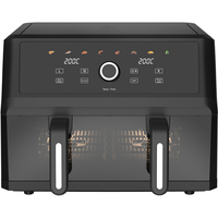 Friteuse à air double panier moderne 5,5+5,5L à commande par bouton, sans huile, sans fumée, multifonction, cuisson rapide, pour la maison - Meilleures ventes