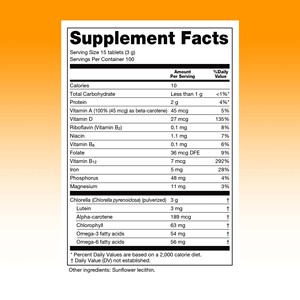 Tabletas de Suplemento de Chlorella con Alfa Caroteno y Luteína, Marca Propia, Favorecen la Digestión y la Desintoxicación, Clorofila - Product Image 2