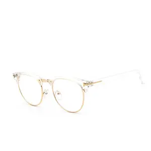 品牌设计师透明眼镜架复古半框椭圆形透明镜片眼镜架男士电脑近视光学眼镜