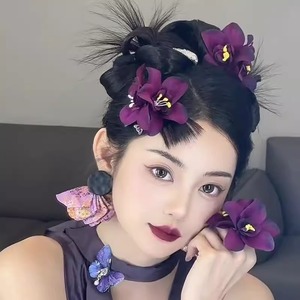 Pinza para el pelo con flor de Bauhinia roja brillante, simulación de flor, clip lateral, tocado, horquilla lateral para flequillo, accesorios para el cabello para mujer - Product Image 2