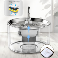 Fontaine à eau pour chat Elecpet en acier inoxydable 304 avec distributeur d'eau automatique pour animaux de compagnie, pour chats et chiens, noir