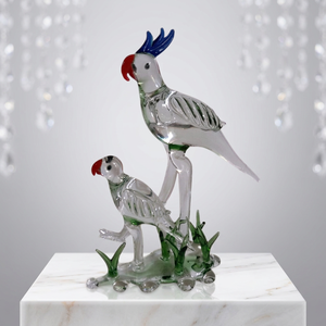 Juego de Figuras de Loros de Vidrio Soplado a Mano |   Escultura Decorativa de Pájaro para Decoración del Hogar - Product Image 3
