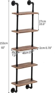 <span class=keywords><strong>Étagère</strong></span> d'échelle d'<span class=keywords><strong>étagère</strong></span> de bibliothèque en <span class=keywords><strong>bois</strong></span> rustique et de tuyau industriel de 5 niveaux de 15 pouces pour le décor de salon salle de bain <span class=keywords><strong>Garage</strong></span> stockage utilisation alimentaire - Product Image 2