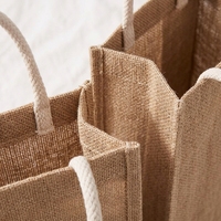 Sac fourre-tout en jute et lin personnalisé avec logo, sac cadeau réutilisable pour bouteille de vin, porte-bouteille avec poignée