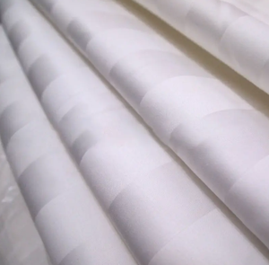 50/50 Poly Cotton Satin Stripe Hotel White <strong>Bed</strong> Sheet and Fitted Sheet <strong>Set</strong> - Product Image 2