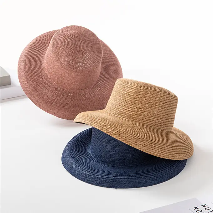 新しいW2898ラフィアかぎ針編みのつばの広い手作りの夏の麦わら帽子