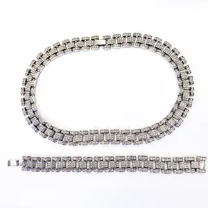 NL2082 Fashion Jewelry Set European And American New Arrivals Men's Punk Diamond Hip Hop Bracelet And Necklace