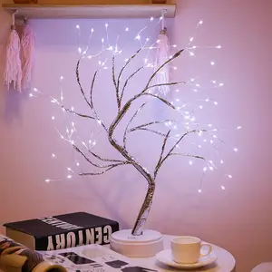 Luces Led de árbol de Navidad para escritorio, decoración interior artesanal, ramas de árbol en espiral