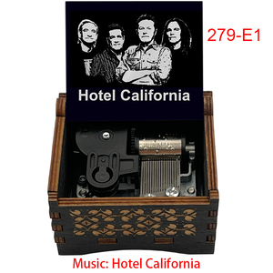 Caja de Música Vintage de Madera Estilo Hotel California, Melodía de Banda Famosa, 18 Notas, Movimiento Manual/De Cuerda, Regalos Especiales - Product Image 3