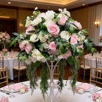 Arrangements de Bouquets de Mariage Simples et Personnalisés en Soie Rose Poudré de Haute Qualité, Style Moderne et Luxueux pour Centre de Table