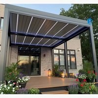 Pergola bioclimatique en aluminium Sweet Home avec LED, toit rétractable motorisé à lames orientables, auvent extérieur imperméable pour ombrage