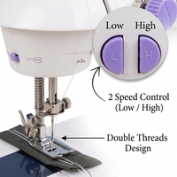 Machine à coudre domestique portable mini à moteur, 2 vitesses, plate, à aiguille unique, en plastique, prête à être expédiée, idéale pour le dropshipping