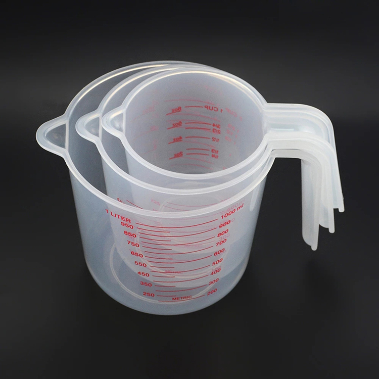 4 Pack 1000ml Plastic Measuring Cup With Long Spout - Easy Pour Funnel Pitcher For Baking, Oils, Plants