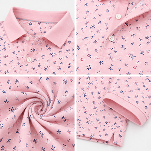 Polo de Golf Rosa Floral Premium Personalizado para Hombre, Ropa Corporativa de Marca Privada con Tecnología de Absorción de Humedad, OEM - Product Image 3