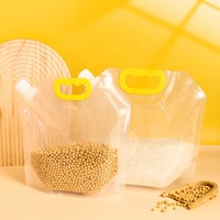 Sac alimentaire transparent réutilisable avec bec verseur et aspiration, anti-insectes, qualité alimentaire, impression hélio personnalisée, vente en gros