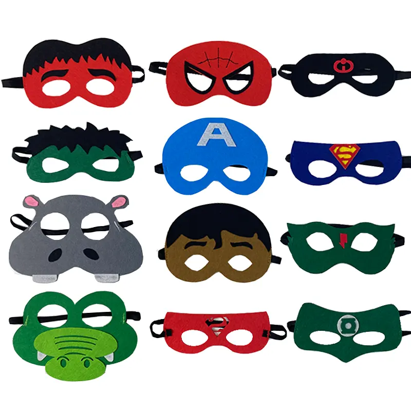 Máscara facial de feltro DIY para crianças, máscara de festa divertida personalizada ecológica para Halloween e Natal
