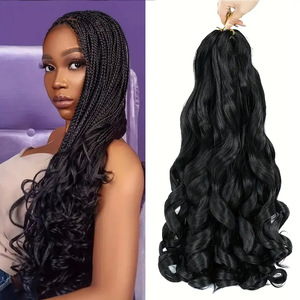 Boucles françaises de 24 pouces Grandes boucles Tressage Extensions de cheveux Fibre haute température Vague lâche Crochet Style africain Big Wave - Product Image 1