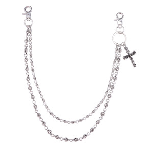 Men's Double Layer Waist <b>Chain</b> Silver <b>Cross</b> Pendant Tibetan Silver Street Style Fashion Accessory - Product Image 5